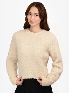 Isabel Marant Bouclé Fuzzy Knit Sweater Ivory Cream Size 36 US 4